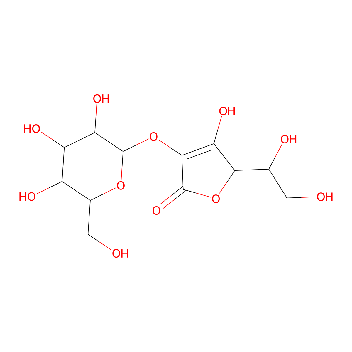 L-Ascorbic acid 2-glucoside molecular structure, CAS 129499-78-1