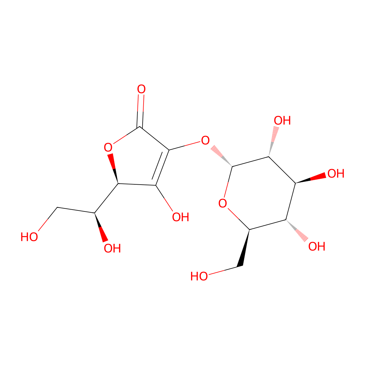 L-Ascorbic acid 2-glucoside molecular structure, CAS 129499-78-1