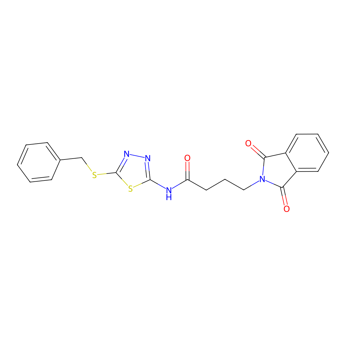 N-(5-benzylsulfanyl-1,3,4-thiadiazol-2-yl)-4-(1,3-dioxoisoindol-2-yl)butanamide molecular structure, CAS 129504-36-5