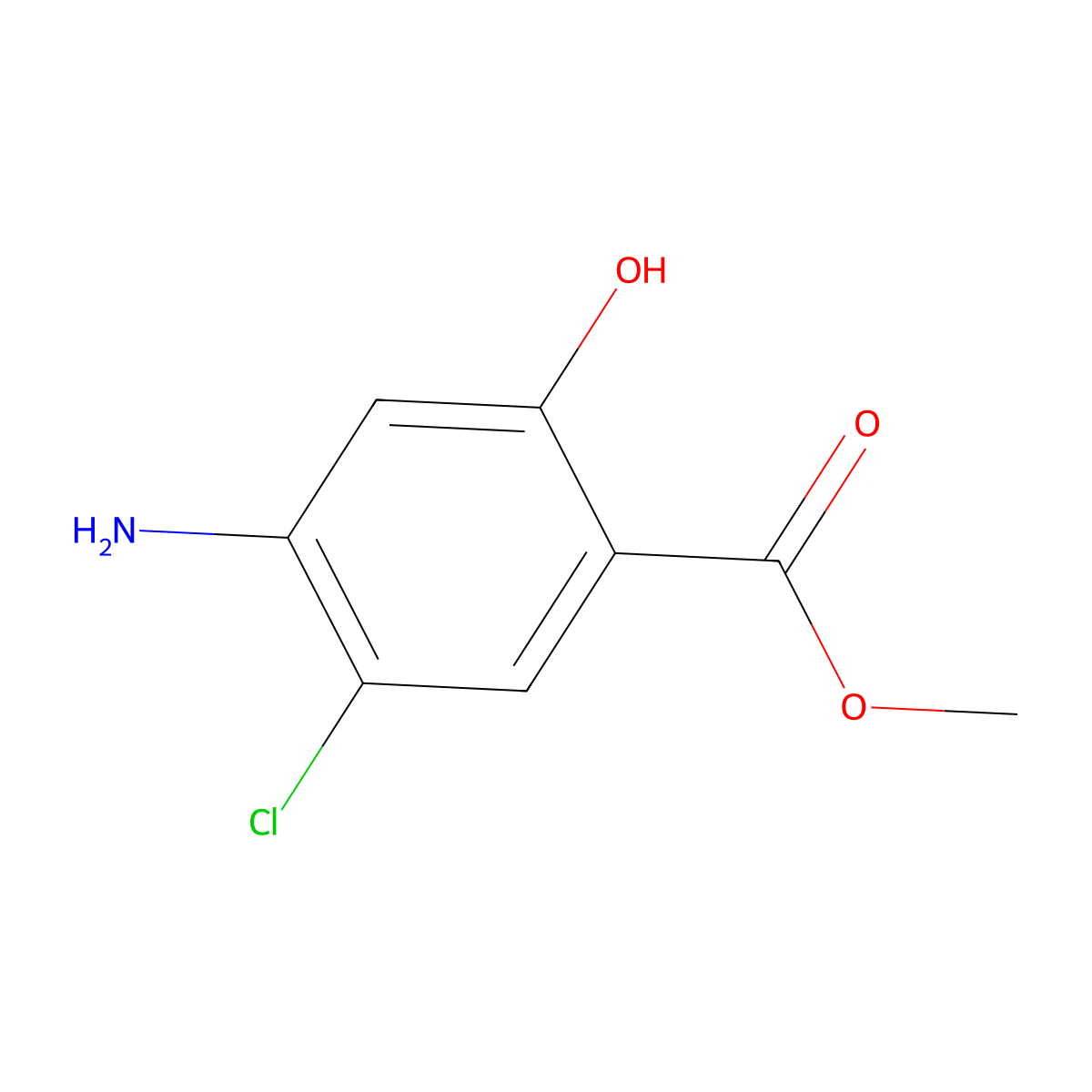 Methyl 4-amino-5-chloro-2-hydroxybenzoate molecular structure, CAS 129511-06-4