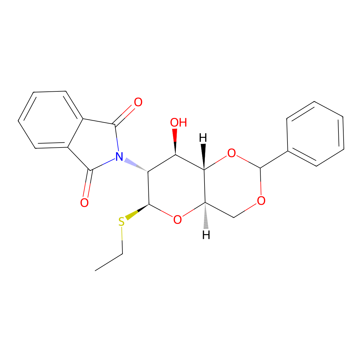 2-[(4aR,6S,7R,8R,8aS)-6-ethylsulfanyl-8-hydroxy-2-phenyl-4,4a,6,7,8,8a-hexahydropyrano[3,2-d][1,3]dioxin-7-yl]isoindole-1,3-dione molecular structure, CAS 129519-28-4