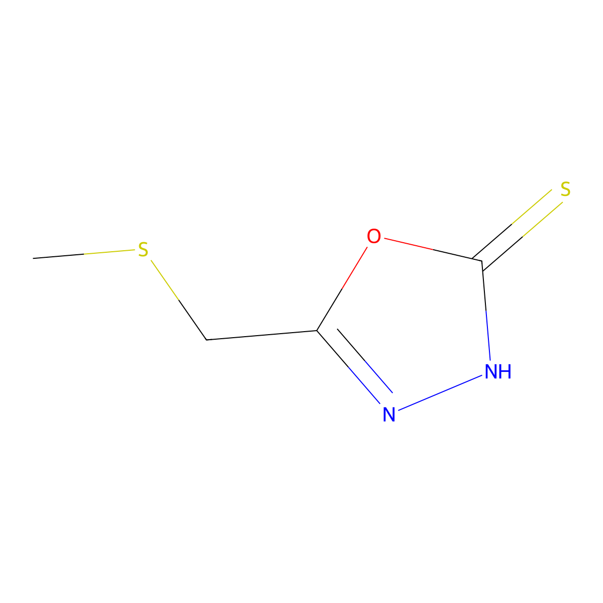 5-[(Methylthio)methyl]-1,3,4-oxadiazole-2-thiol molecular structure, CAS 129526-60-9