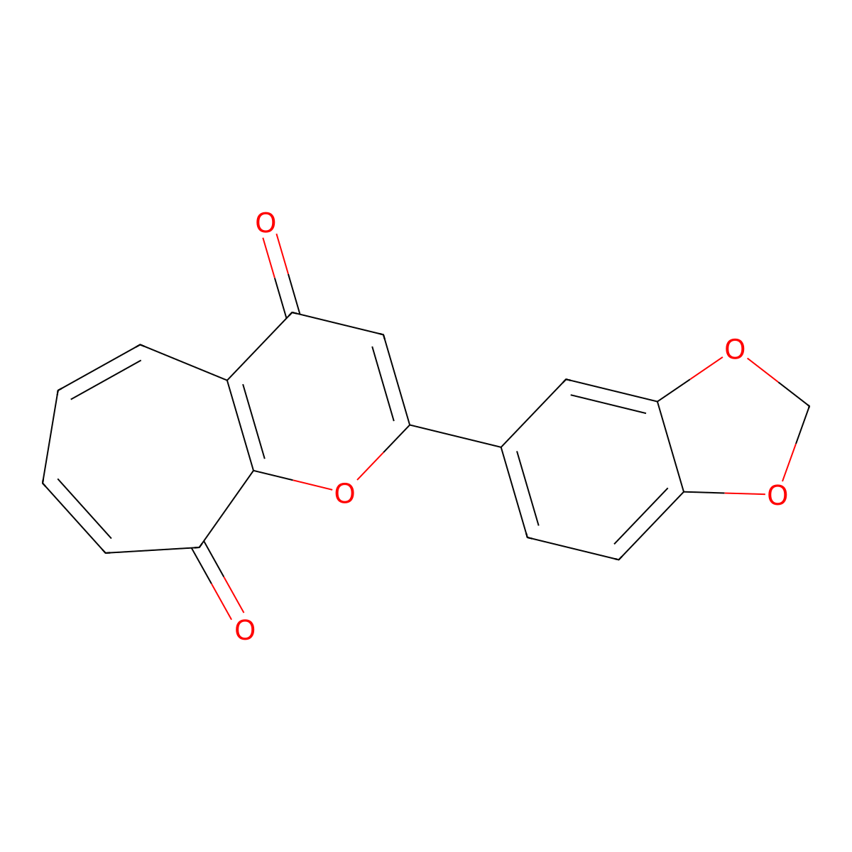 Cyclohepta[b]pyran-4,9-dione, 2-(1,3-benzodioxol-5-yl)- molecular structure, CAS 129527-18-0
