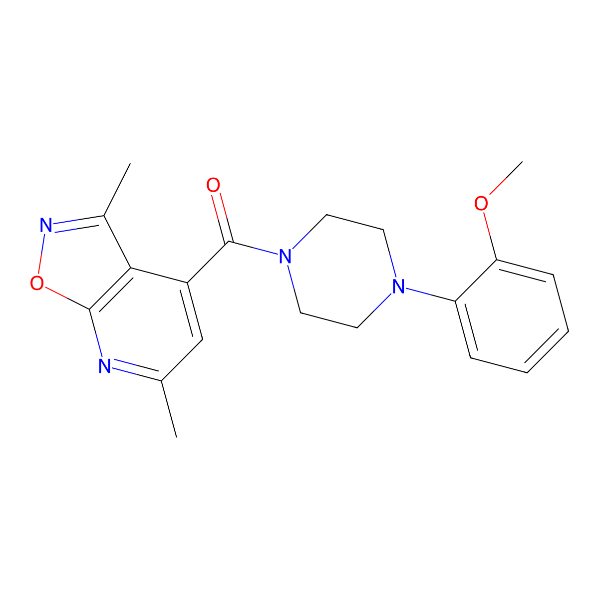 (3,6-Dimethylisoxazolo[5,4-b]pyridin-4-yl)[4-(2-methoxyphenyl)piperazino]methanone molecular structure, CAS 1295297-26-5