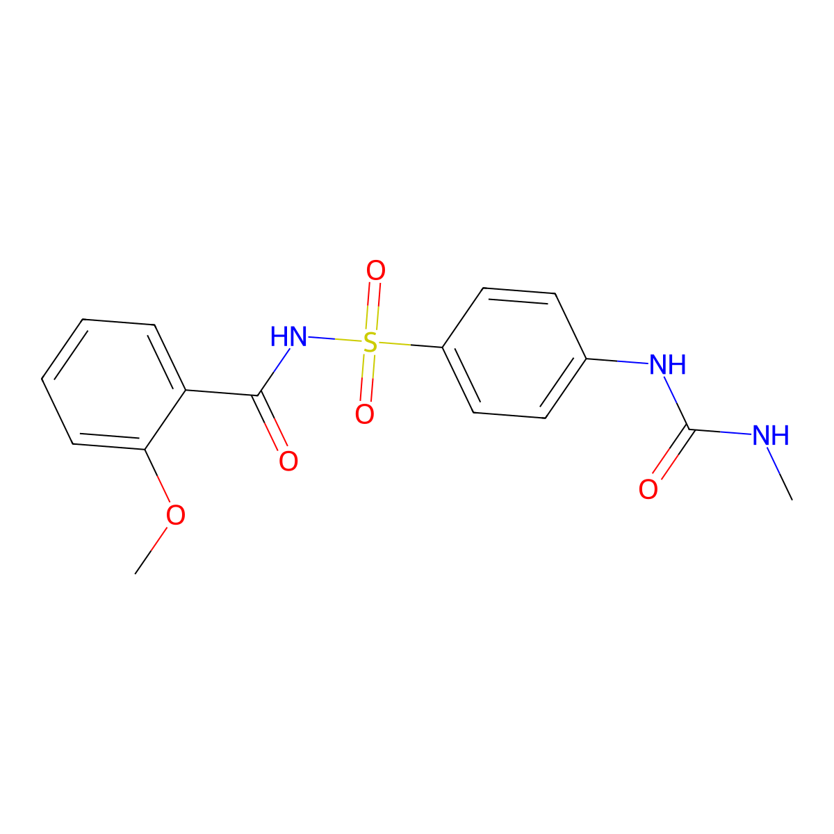 2-methoxy-N-{4-[(methylcarbamoyl)amino]benzene-1-sulfonyl}benzamide molecular structure, CAS 129531-12-0