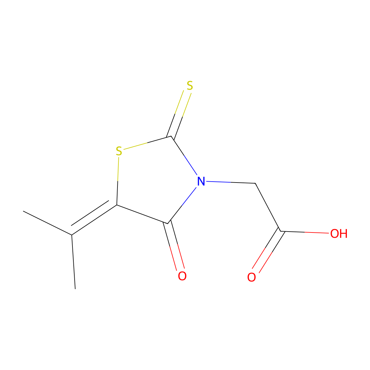 2-[5-(Methylethylidene)-4-oxo-2-thioxo-1,3-thiazolidin-3-yl]acetic acid molecular structure, CAS 129532-47-4