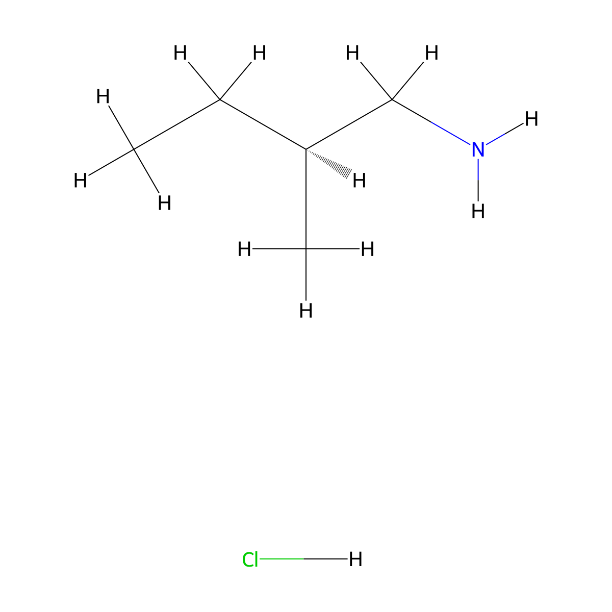 (S)-2-Methylbutan-1-amine hydrochloride molecular structure, CAS 129539-82-8