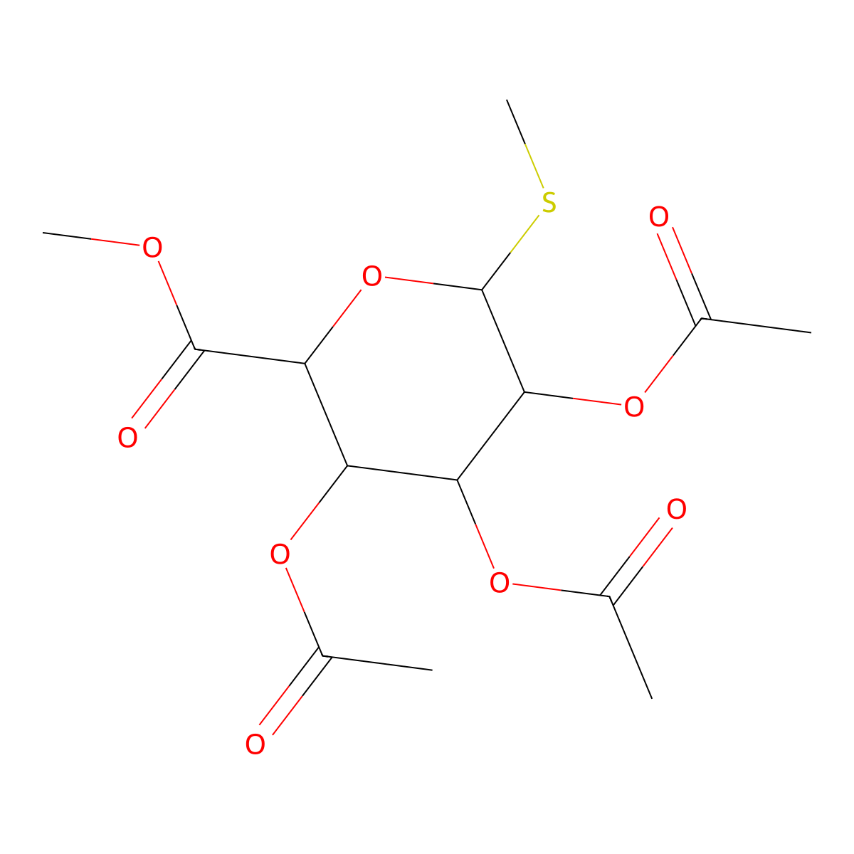 Methyl 3,4,5-triacetyloxy-6-methylsulfanyloxane-2-carboxylate molecular structure, CAS 129541-34-0