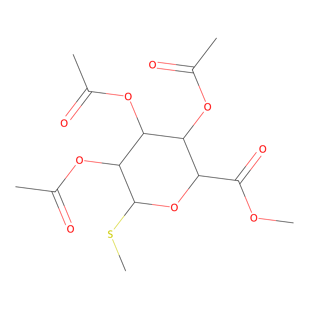Methyl 3,4,5-triacetyloxy-6-methylsulfanyloxane-2-carboxylate molecular structure, CAS 129541-34-0