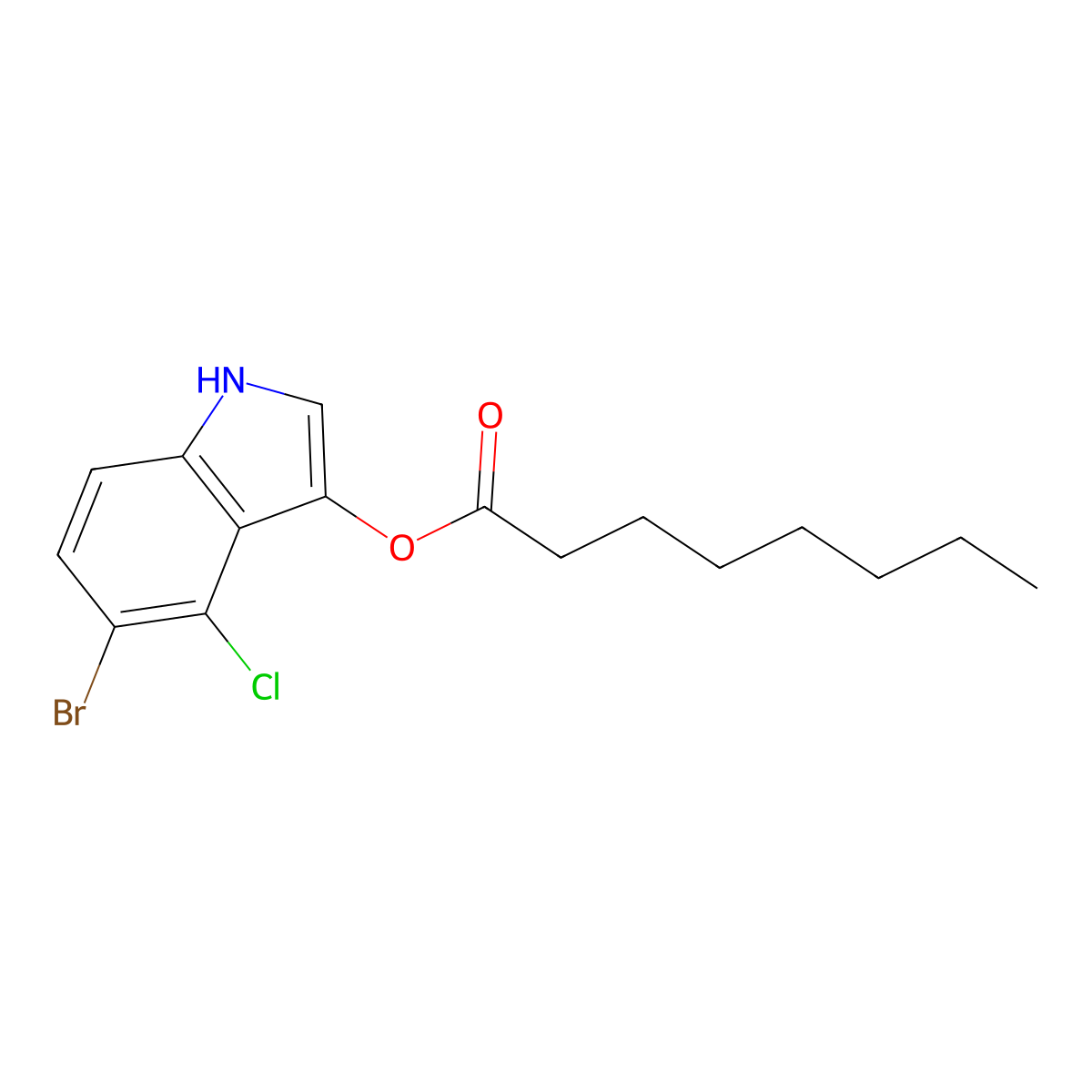 5-bromo-4-chloro-1H-indol-3-yl octanoate molecular structure, CAS 129541-42-0
