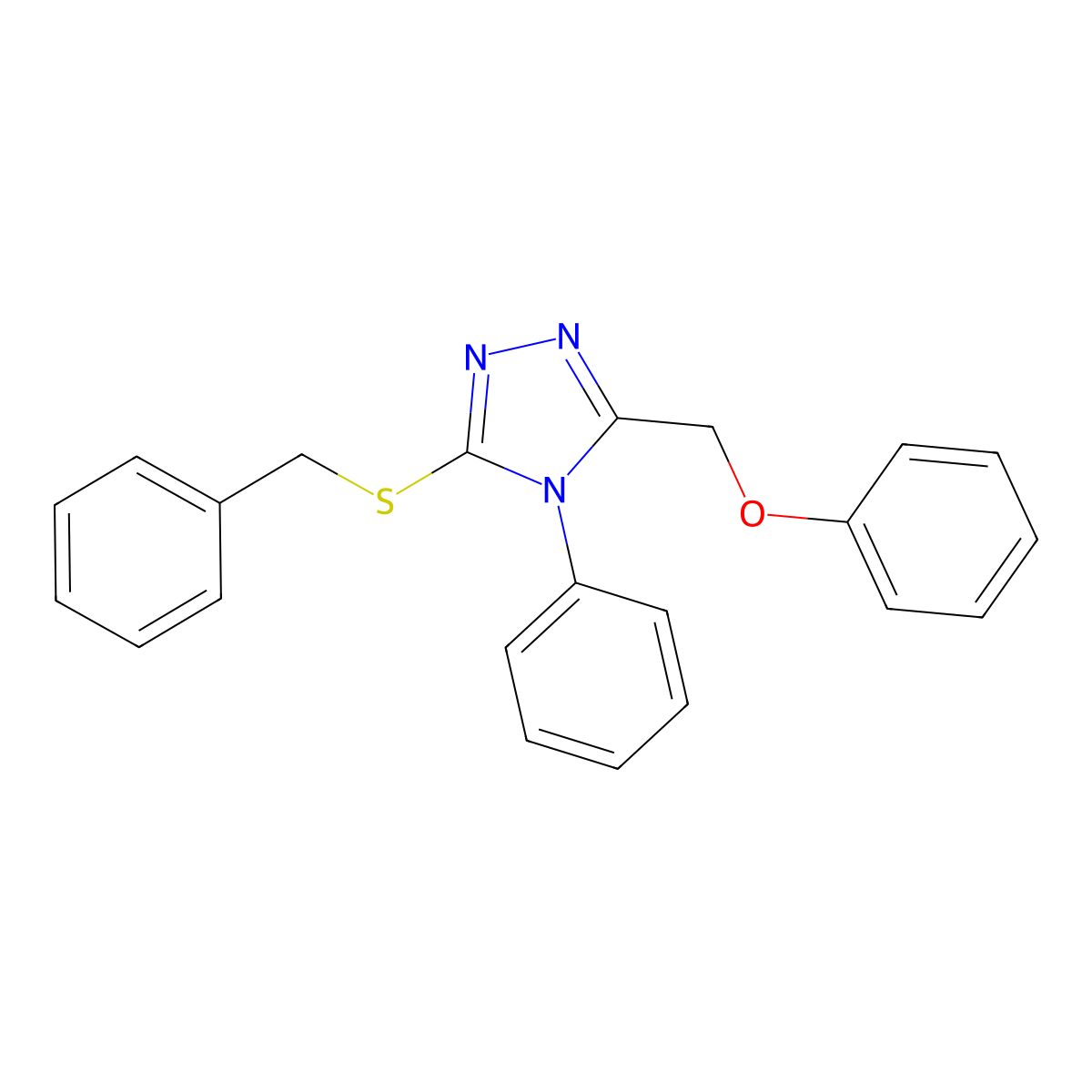 3-(Benzylthio)-5-(phenoxymethyl)-4-phenyl-4H-1,2,4-triazole molecular structure, CAS 129544-85-0