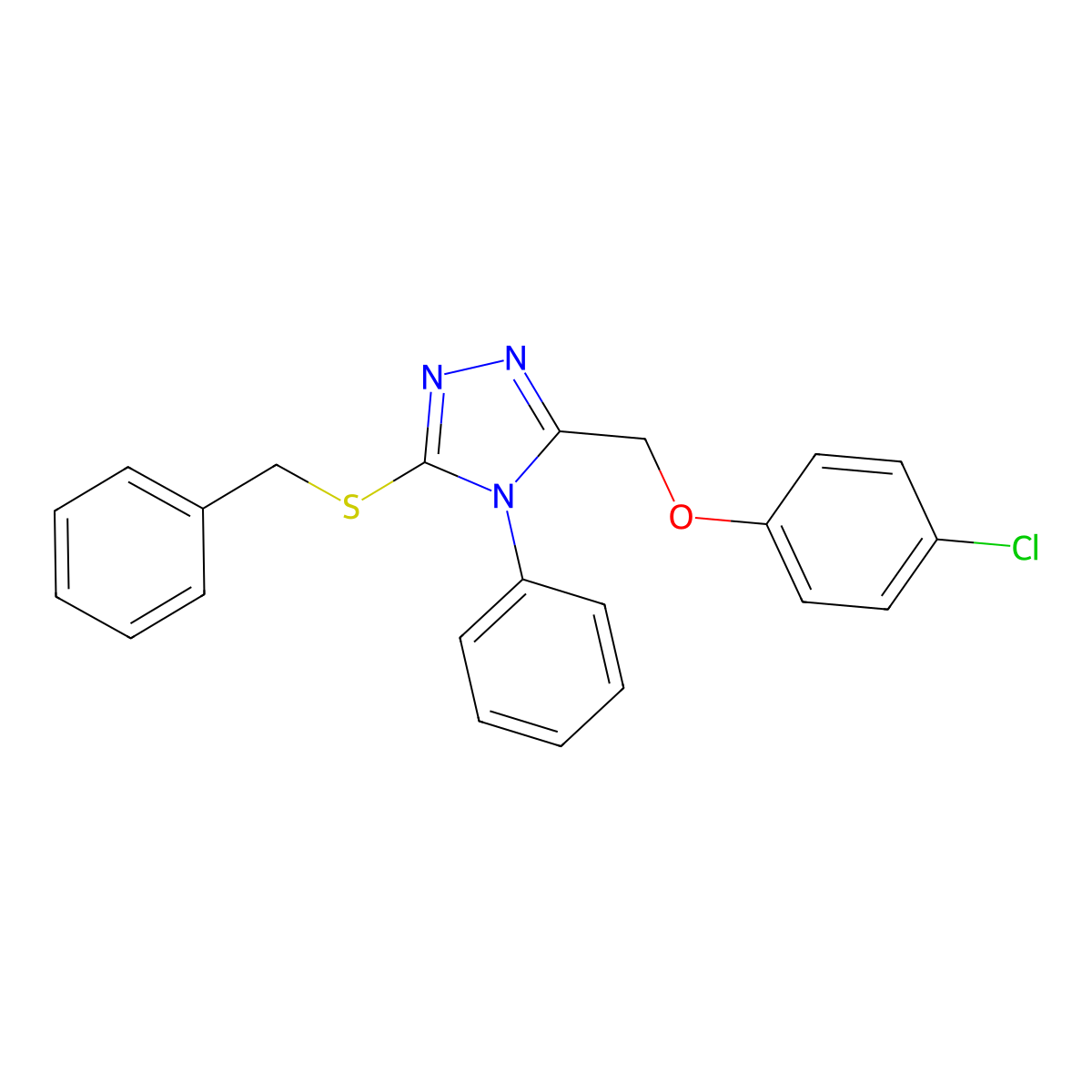 3-(benzylsulfanyl)-5-[(4-chlorophenoxy)methyl]-4-phenyl-4H-1,2,4-triazole molecular structure, CAS 129544-88-3