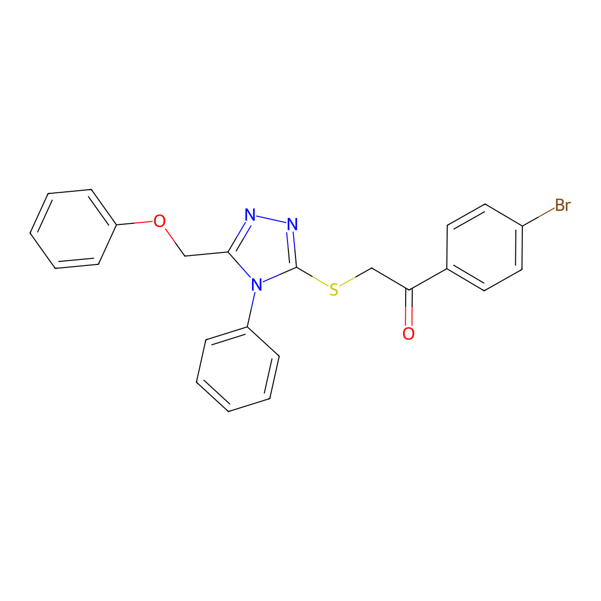 1-(4-BR-PH)-2-((5-(Phenoxymethyl)-4-phenyl-4H-1,2,4-triazol-3-YL)thio)ethanone molecular structure, CAS 129544-93-0
