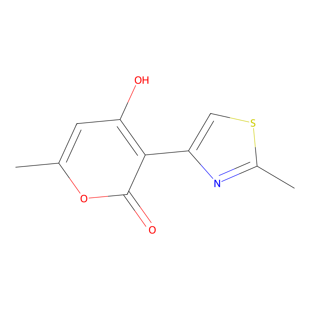 4-Hydroxy-6-methyl-3-(2-methylthiazol-4-yl)-2H-pyran-2-one molecular structure, CAS 1295500-81-0