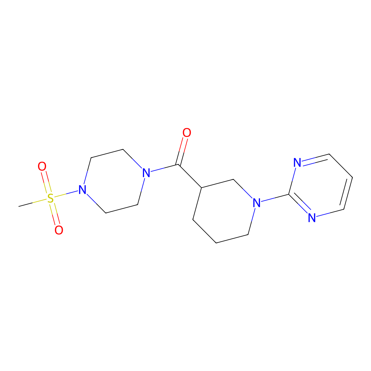 [4-(Methylsulfonyl)piperazino][1-(2-pyrimidinyl)-3-piperidyl]methanone molecular structure, CAS 1295544-97-6