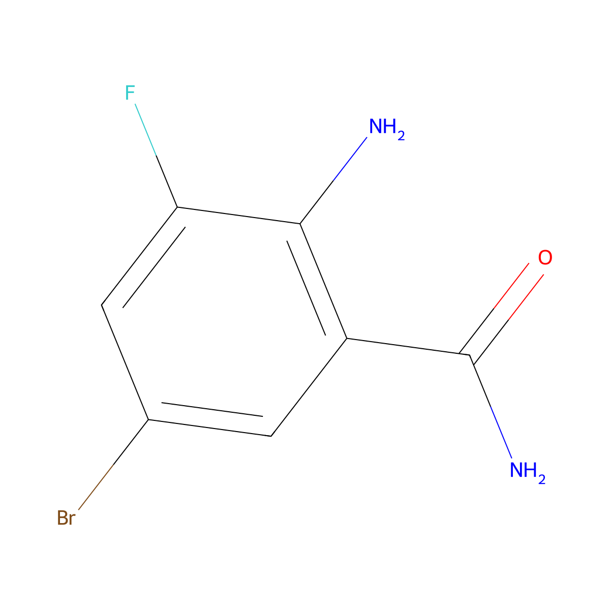 2-Amino-5-bromo-3-fluorobenzamide molecular structure, CAS 1295570-35-2