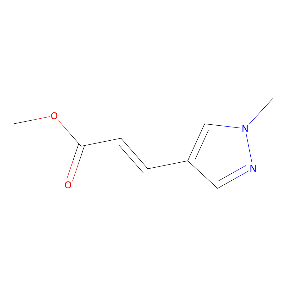 methyl 3-(1-methyl-1H-pyrazol-4-yl)prop-2-enoate molecular structure, CAS 1295583-21-9