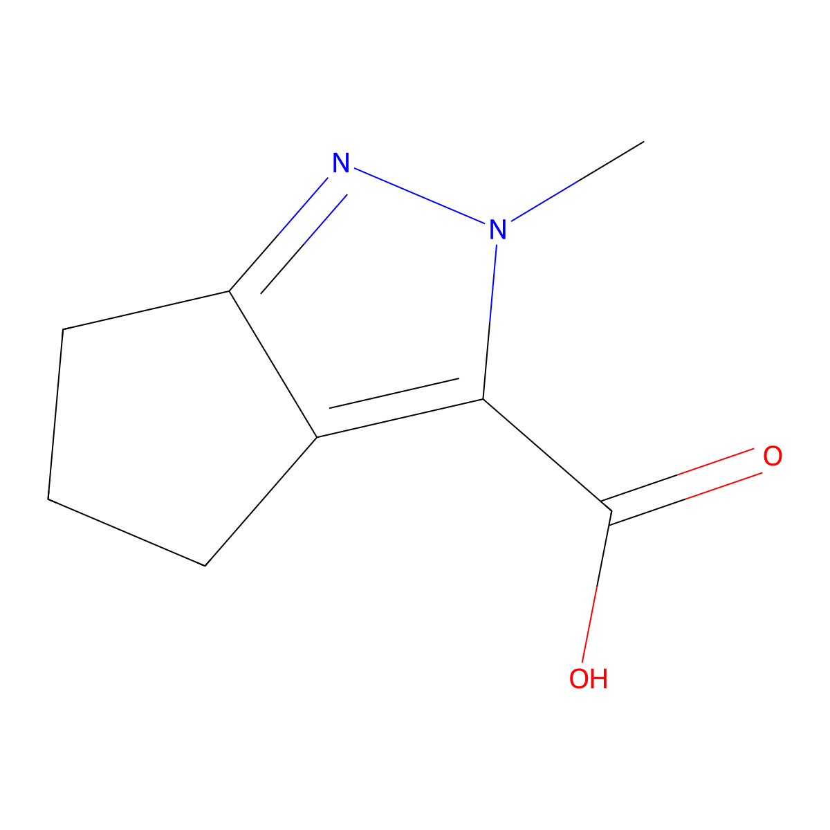 2-methyl-2H,4H,5H,6H-cyclopenta[c]pyrazole-3-carboxylic acid molecular structure, CAS 129560-01-6