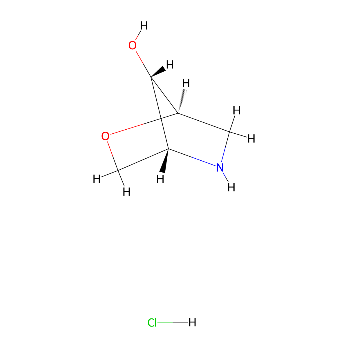 (1R,4R,7S)-2-oxa-5-azabicyclo[2.2.1]heptan-7-ol hydrochloride molecular structure, CAS 129570-44-1