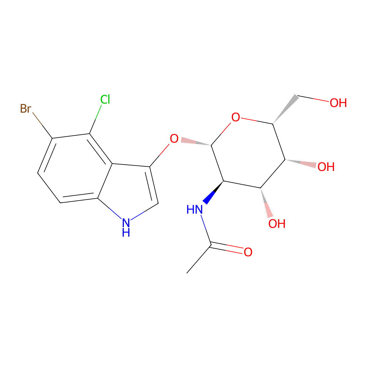 5-Bromo-4-chloro-3-indolyl-N-acetyl-beta-D-galactosaminide molecular structure, CAS 129572-48-1