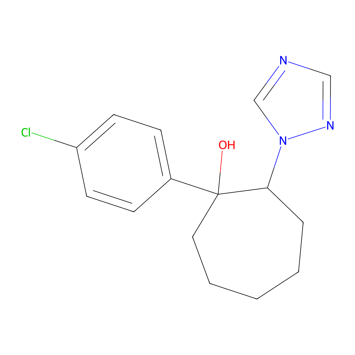4-chlorophenyl-2-(1H-1,2,4-triazol-yl)cycloheptanol molecular structure, CAS 129586-32-9