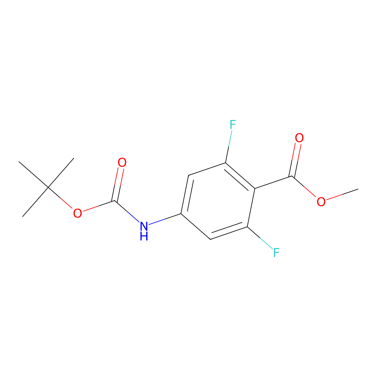Methyl 4-((tert-butoxycarbonyl)amino)-2,6-difluorobenzoate molecular structure, CAS 129589-63-5