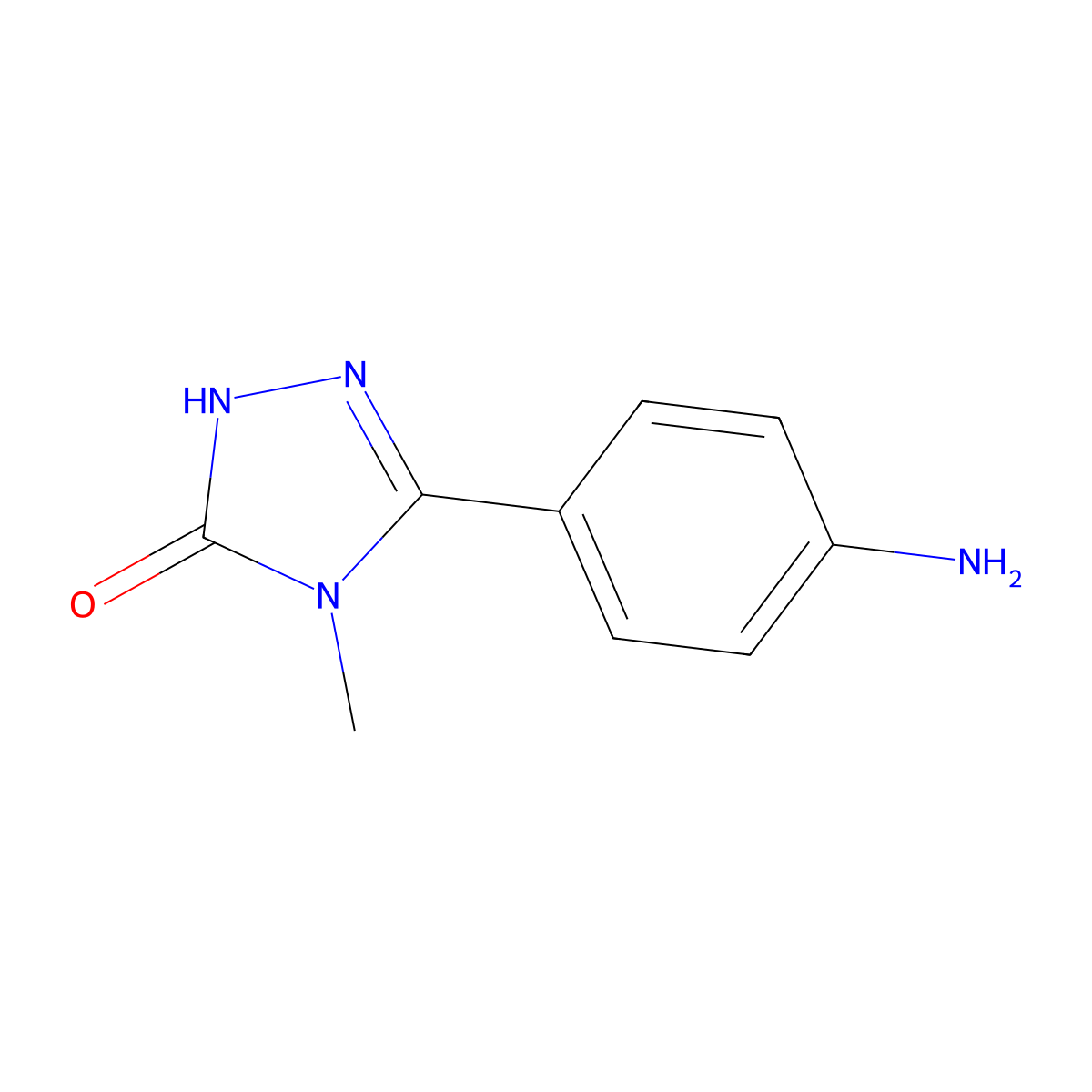 3-(4-aminophenyl)-4-methyl-4,5-dihydro-1H-1,2,4-triazol-5-one molecular structure, CAS 129593-82-4