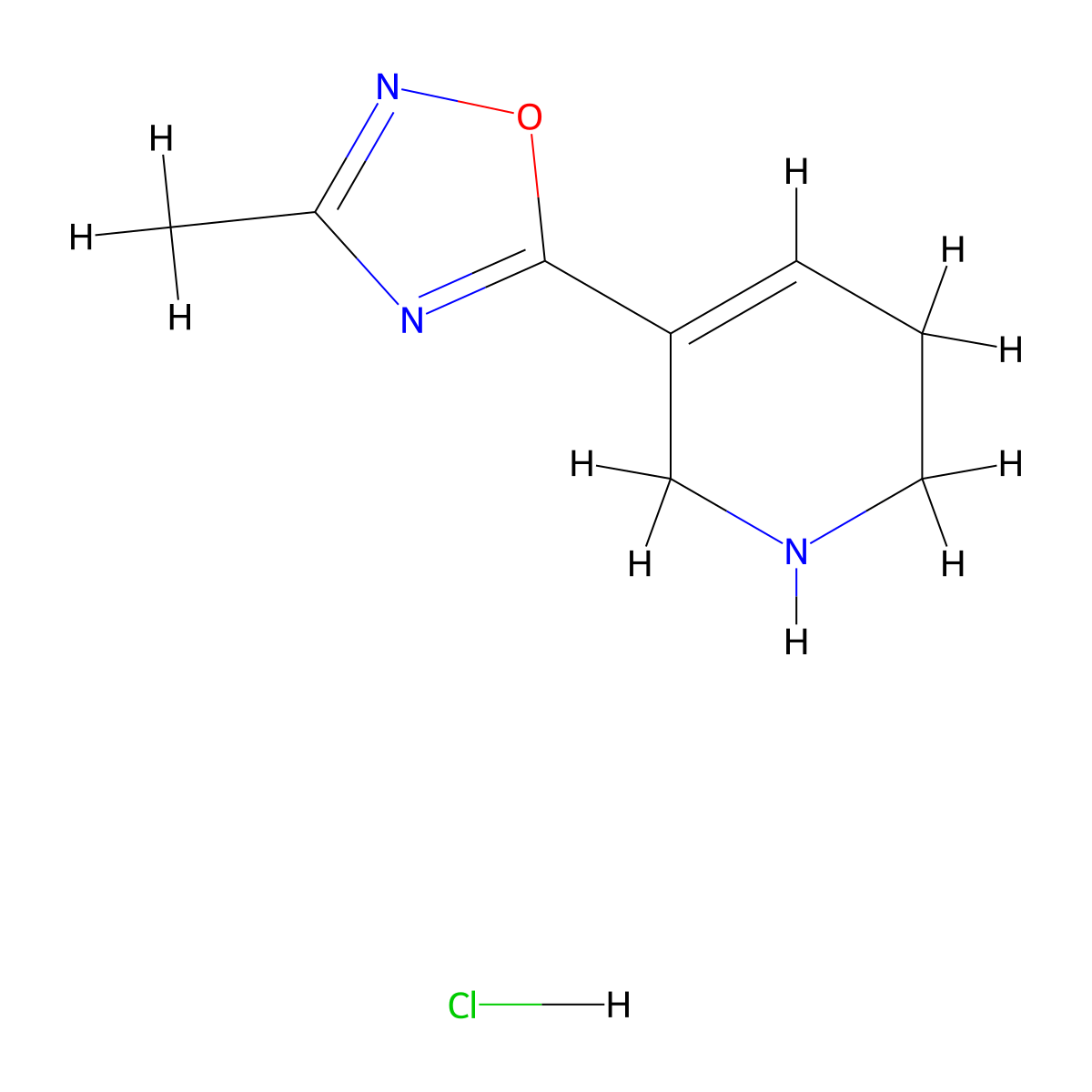 3-Methyl-5-(1,2,5,6-tetrahydropyridin-3-yl)-1,2,4-oxadiazole hydrochloride molecular structure, CAS 129594-87-2