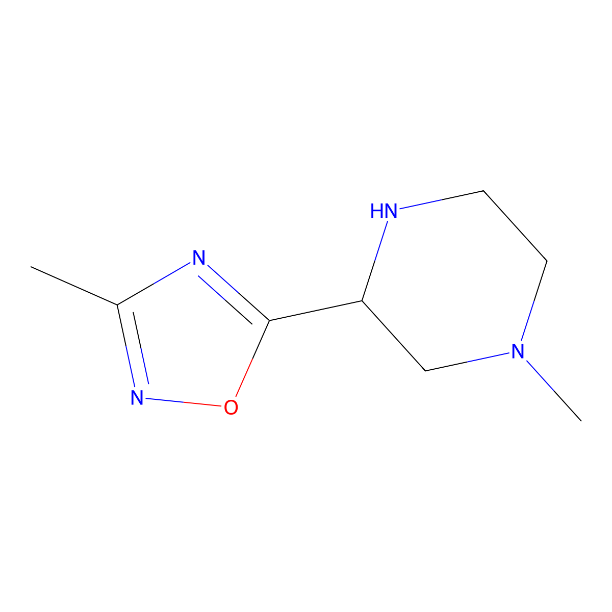 3-Methyl-5-(4-methylpiperazin-2-yl)-1,2,4-oxadiazole molecular structure, CAS 129594-96-3