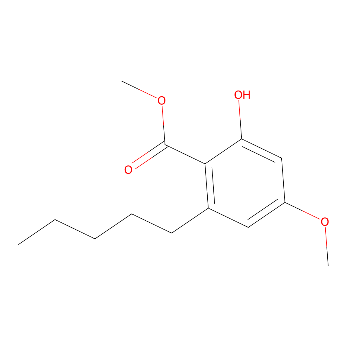 Methyl 2-hydroxy-4-methoxy-6-pentylbenzoate molecular structure, CAS 129601-91-8