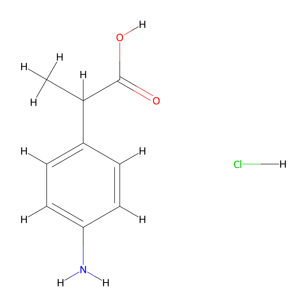 2-(4-Aminophenyl)propanoic acid hydrochloride molecular structure, CAS 129602-98-8