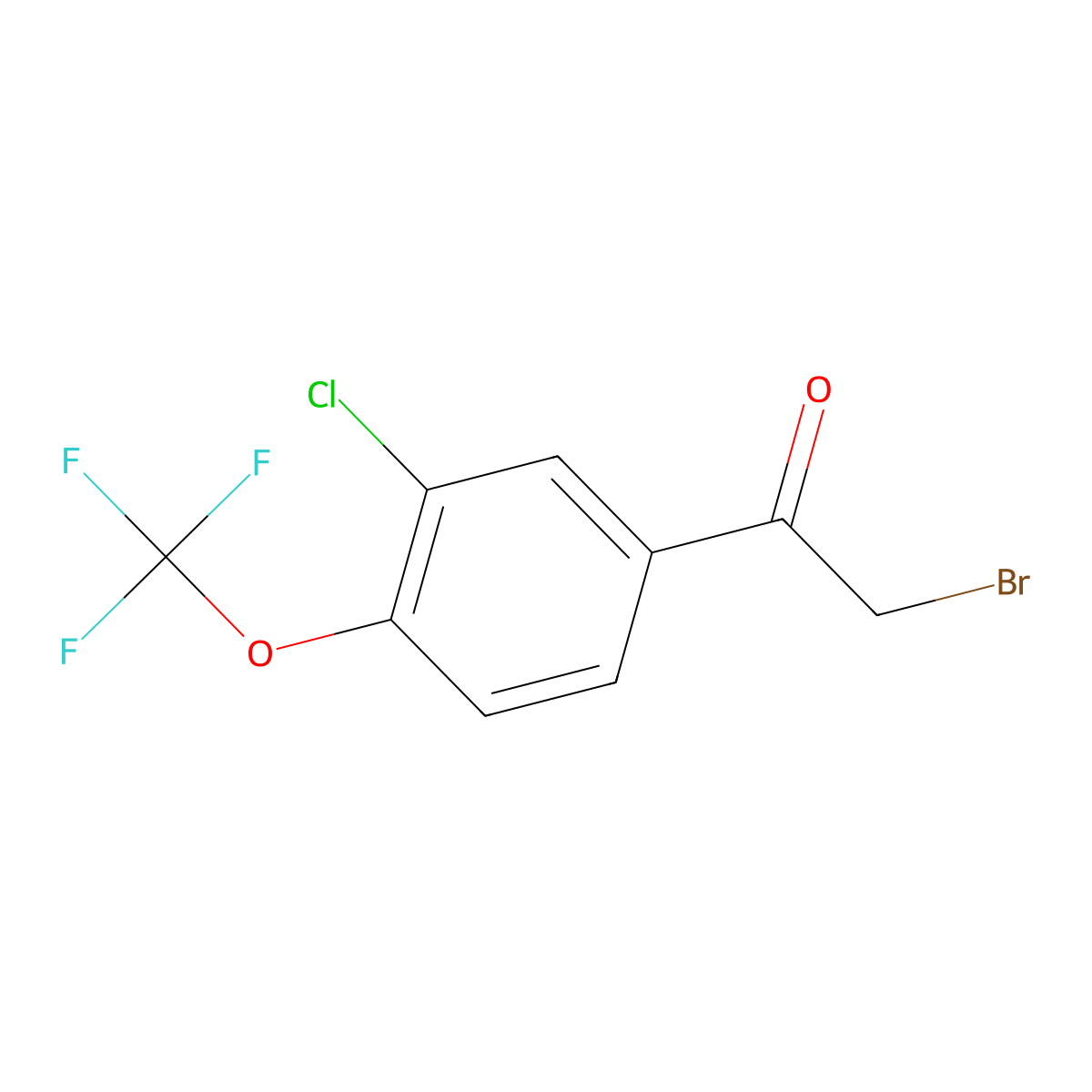 2-Bromo-1-[3-chloro-4-(trifluoromethoxy)phenyl]ethanone molecular structure, CAS 129604-29-1