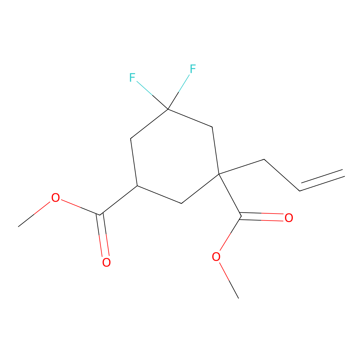 Dimethyl 1-allyl-5,5-difluorocyclohexane-1,3-dicarboxylate molecular structure, CAS 1296114-58-3