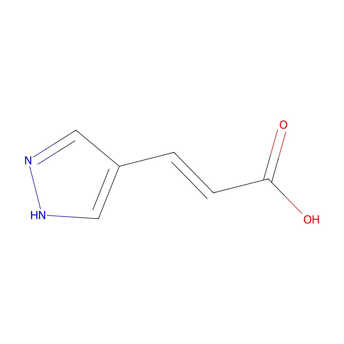 (2E)-3-(1H-pyrazol-4-yl)prop-2-enoic acid molecular structure, CAS 1296137-12-6