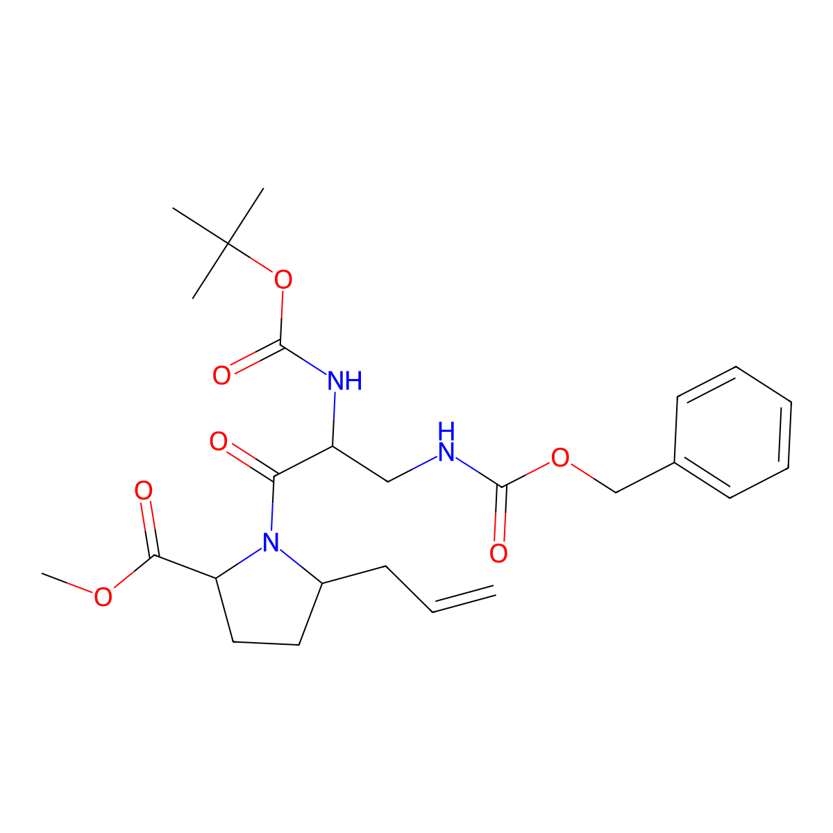 (2S)-Methyl 5-allyl-1-((S)-3-(((benzyloxy)carbonyl)amino)-2-((tert-butoxycarbonyl)amino)propanoyl)pyrrolidine-2-carboxylate molecular structure, CAS 1296138-82-3