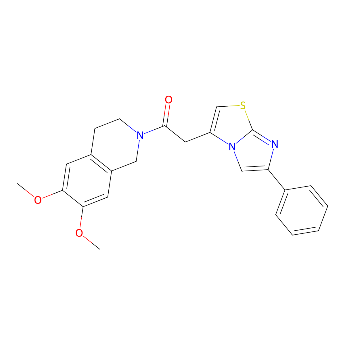 1-(6,7-dimethoxy-3,4-dihydroisoquinolin-2(1H)-yl)-2-(6-phenylimidazo[2,1-b][1,3]thiazol-3-yl)ethanone molecular structure, CAS 1296143-05-9