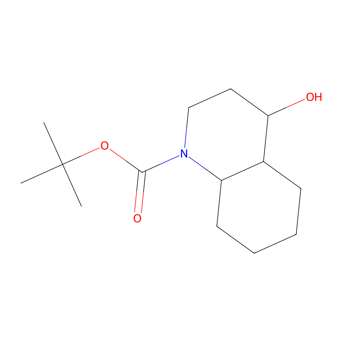 tert-butyl 4-hydroxy-decahydroquinoline-1-carboxylate, Mixture of diastereomers molecular structure, CAS 1296171-00-0
