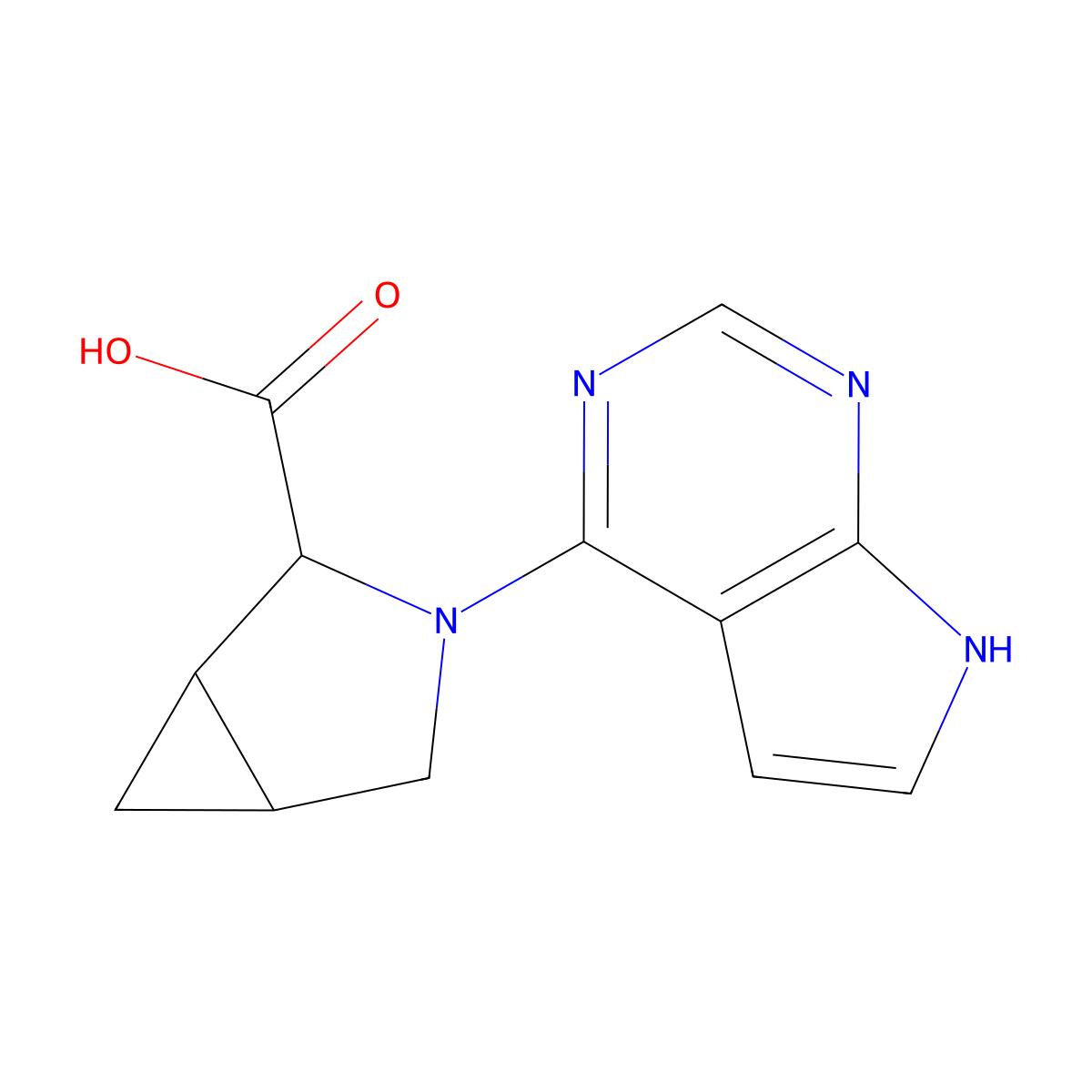 3-{7H-pyrrolo[2,3-d]pyrimidin-4-yl}-3-azabicyclo[3.1.0]hexane-2-carboxylic acid molecular structure, CAS 1296172-33-2