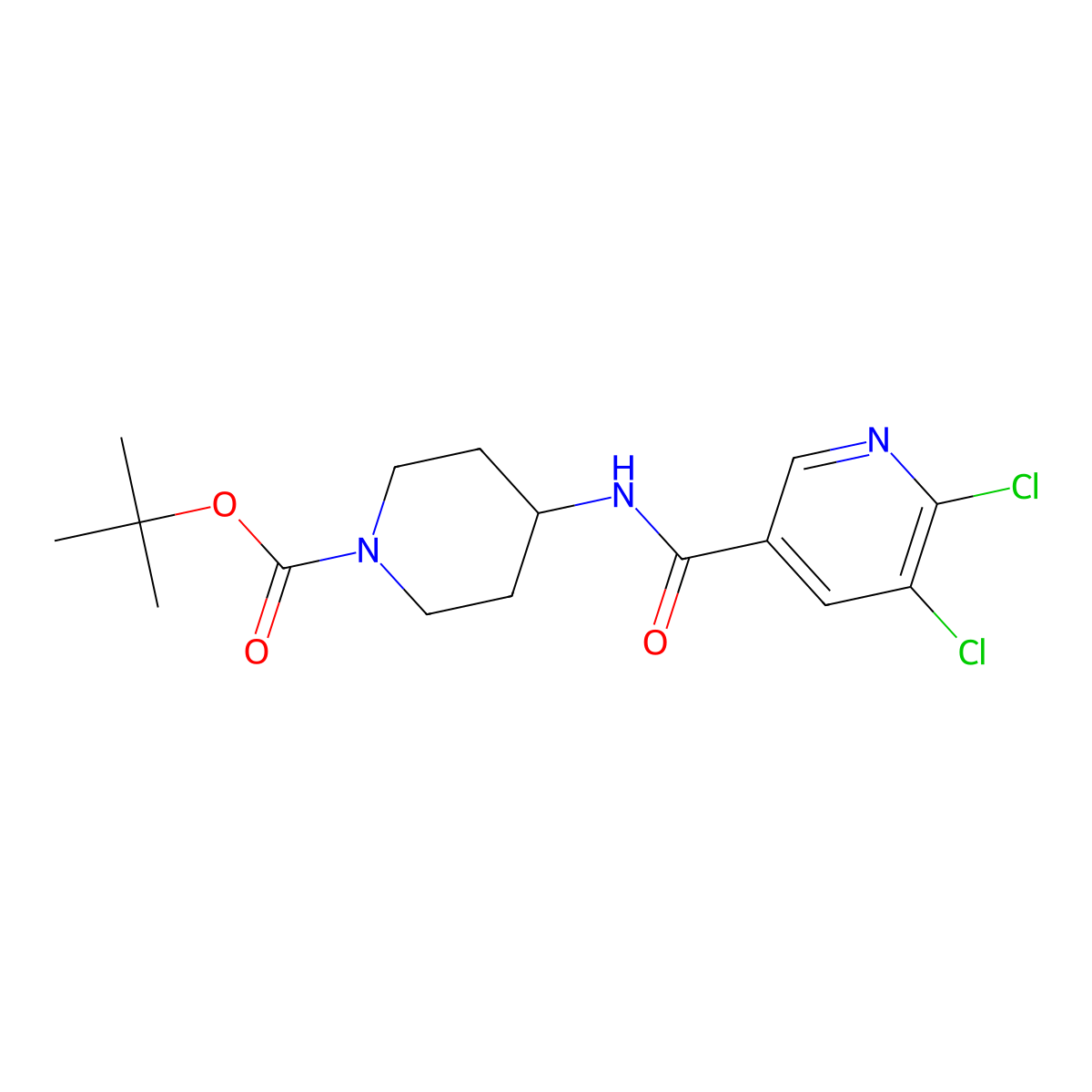 Tert-butyl 4-(5,6-dichloropyridine-3-amido)piperidine-1-carboxylate molecular structure, CAS 1296172-35-4
