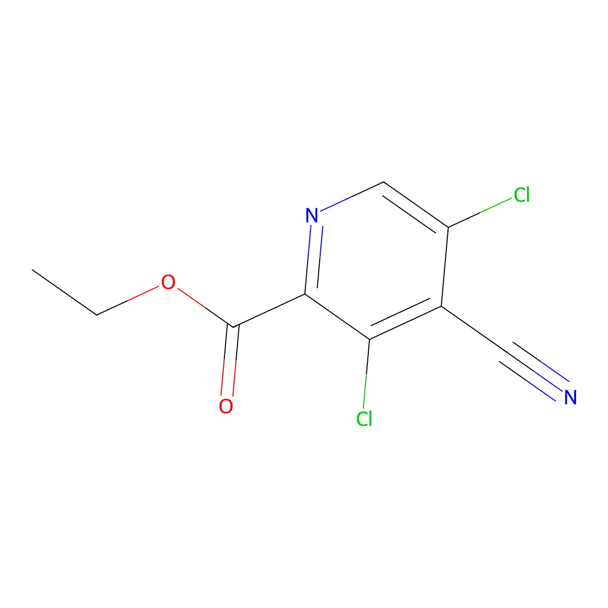 Ethyl 3,5-dichloro-4-cyanopyridine-2-carboxylate molecular structure, CAS 1296172-36-5