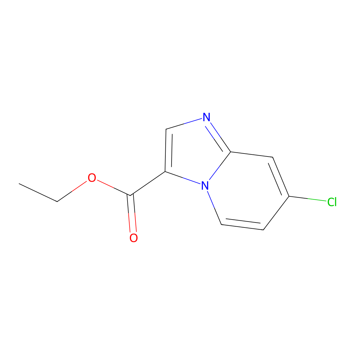 Ethyl 7-chloroimidazo[1,2-A]pyridine-3-carboxylate molecular structure, CAS 1296201-68-7