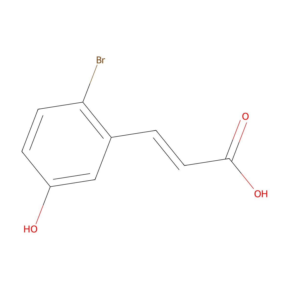 2-Bromo-5-hydroxycinnamic acid molecular structure, CAS 1296209-28-3