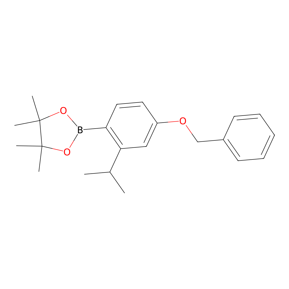 2-(4-(Benzyloxy)-2-isopropylphenyl)-4,4,5,5-tetramethyl-1,3,2-dioxaborolane molecular structure, CAS 1296209-32-9