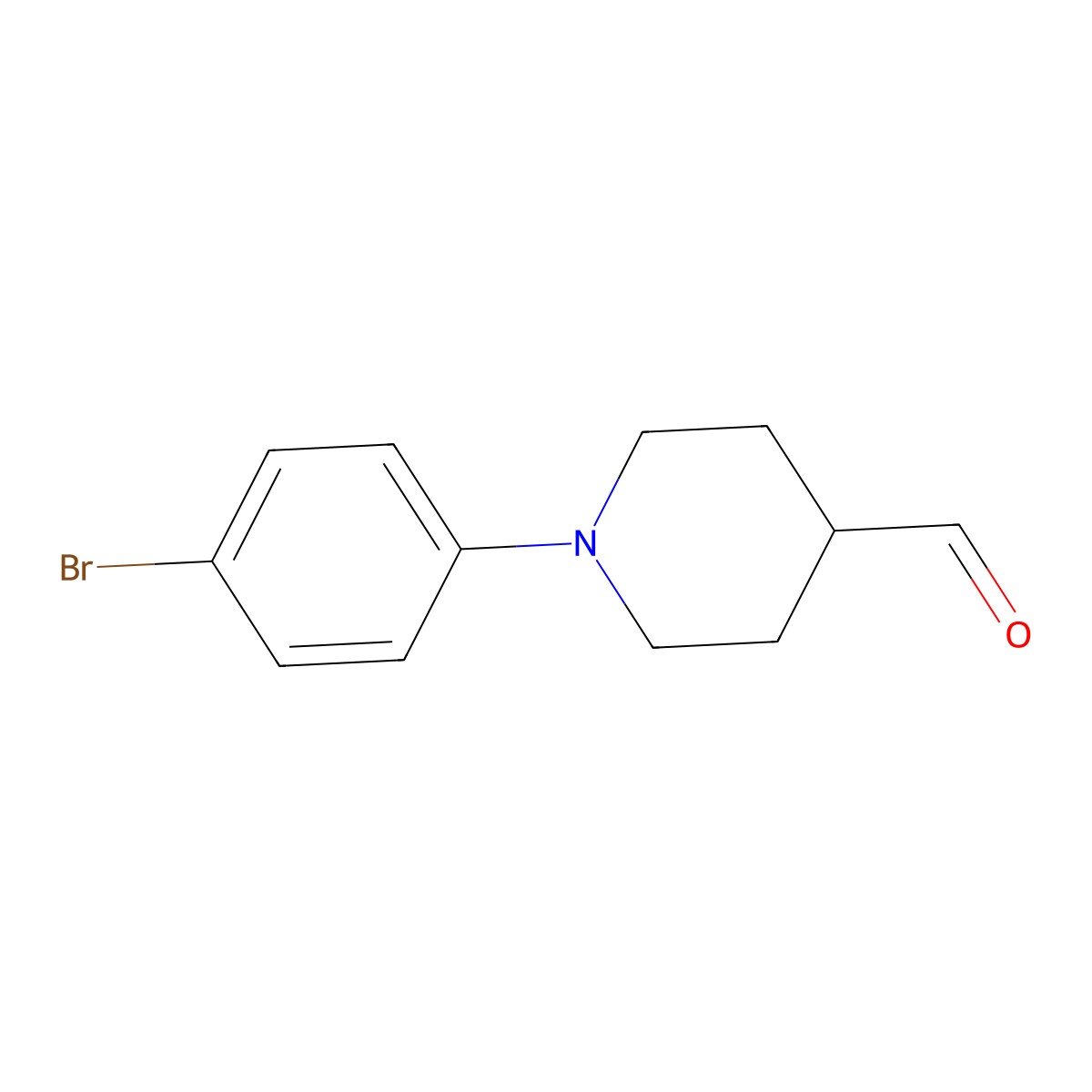 1-(4-Bromophenyl)piperidine-4-carbaldehyde molecular structure, CAS 1296223-52-3