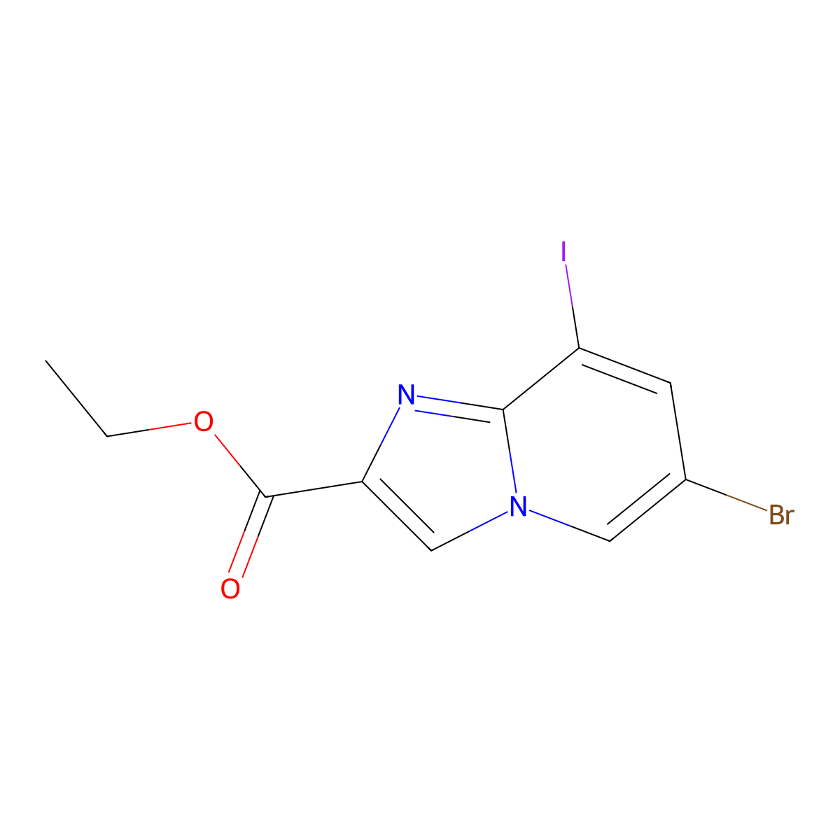 Ethyl 6-bromo-8-iodoimidazo[1,2-a]pyridine-2-carboxylate molecular structure, CAS 1296223-95-4