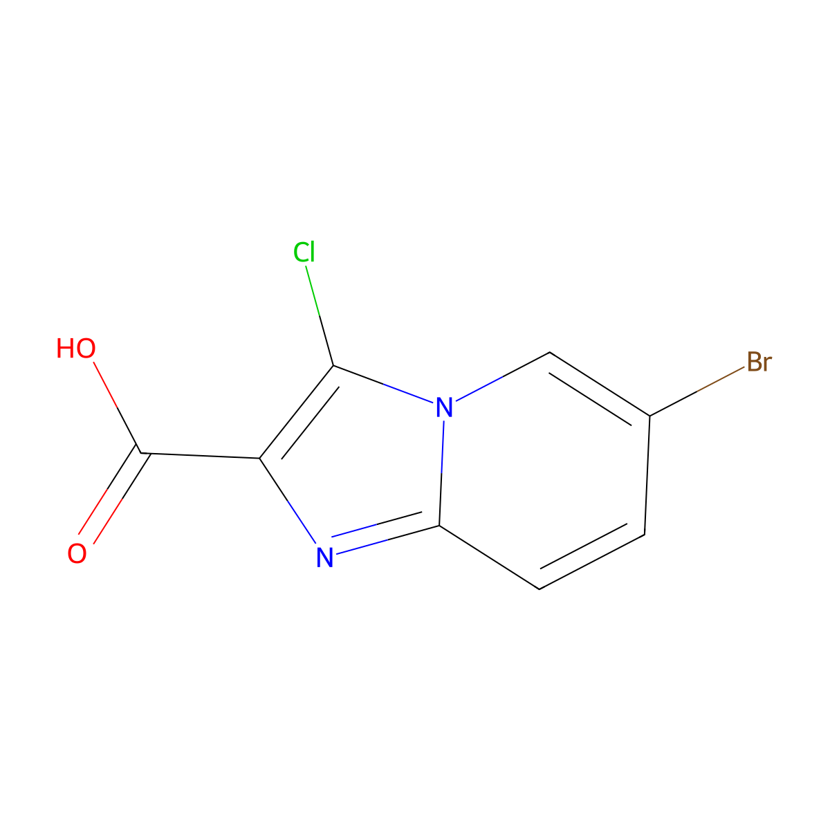 6-Bromo-3-chloroimidazo[1,2-a]pyridine-2-carboxylic acid molecular structure, CAS 1296224-04-8