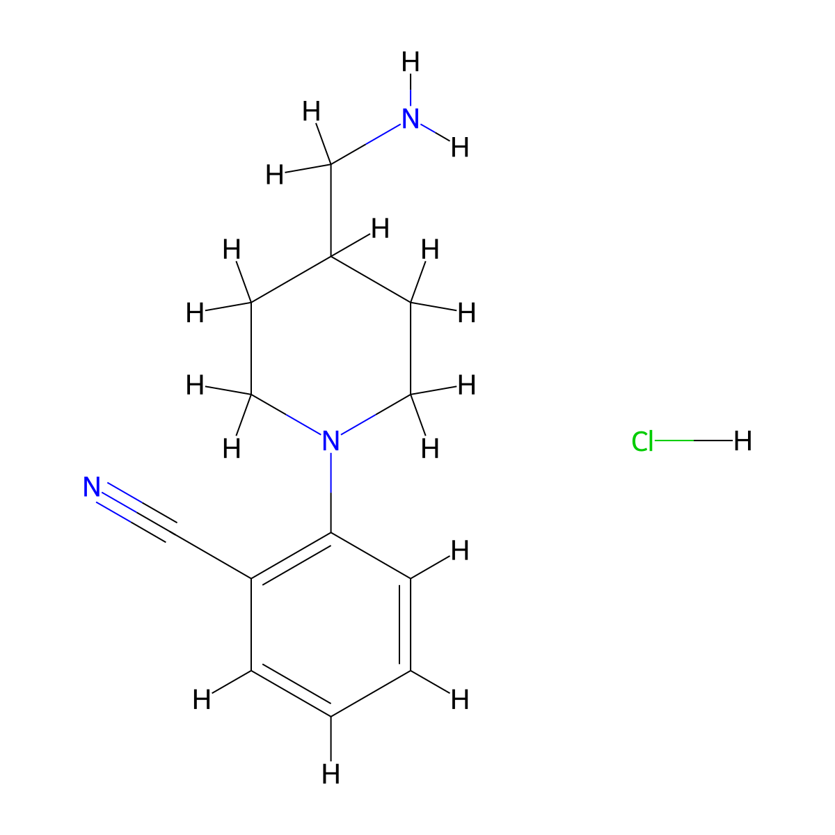 2-[4-(Aminomethyl)piperidin-1-yl]benzonitrile hydrochloride molecular structure, CAS 1296224-75-3