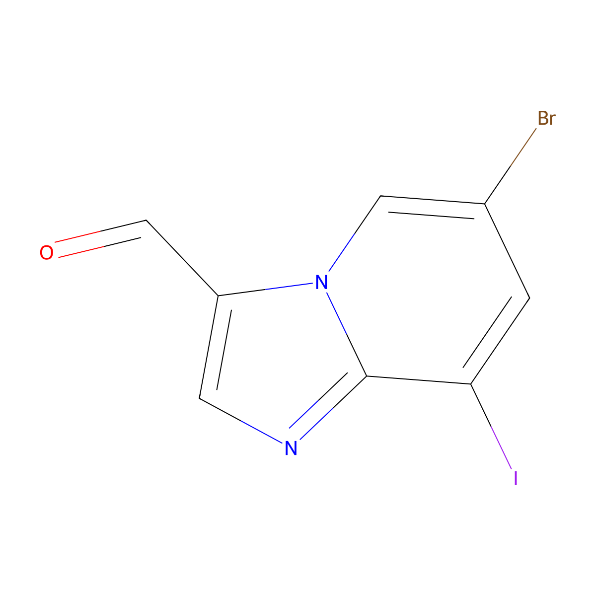 6-Bromo-8-iodoimidazo[1,2-a]pyridine-3-carbaldehyde molecular structure, CAS 1296224-83-3