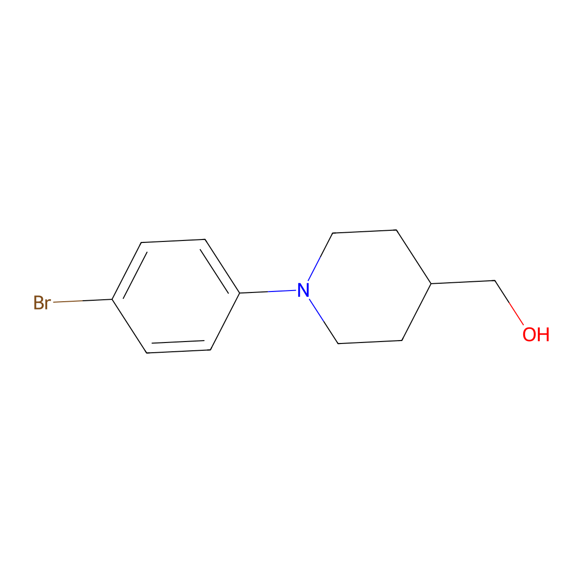 [1-(4-Bromo-phenyl)-piperidin-4-yl]-methanol molecular structure, CAS 1296224-87-7