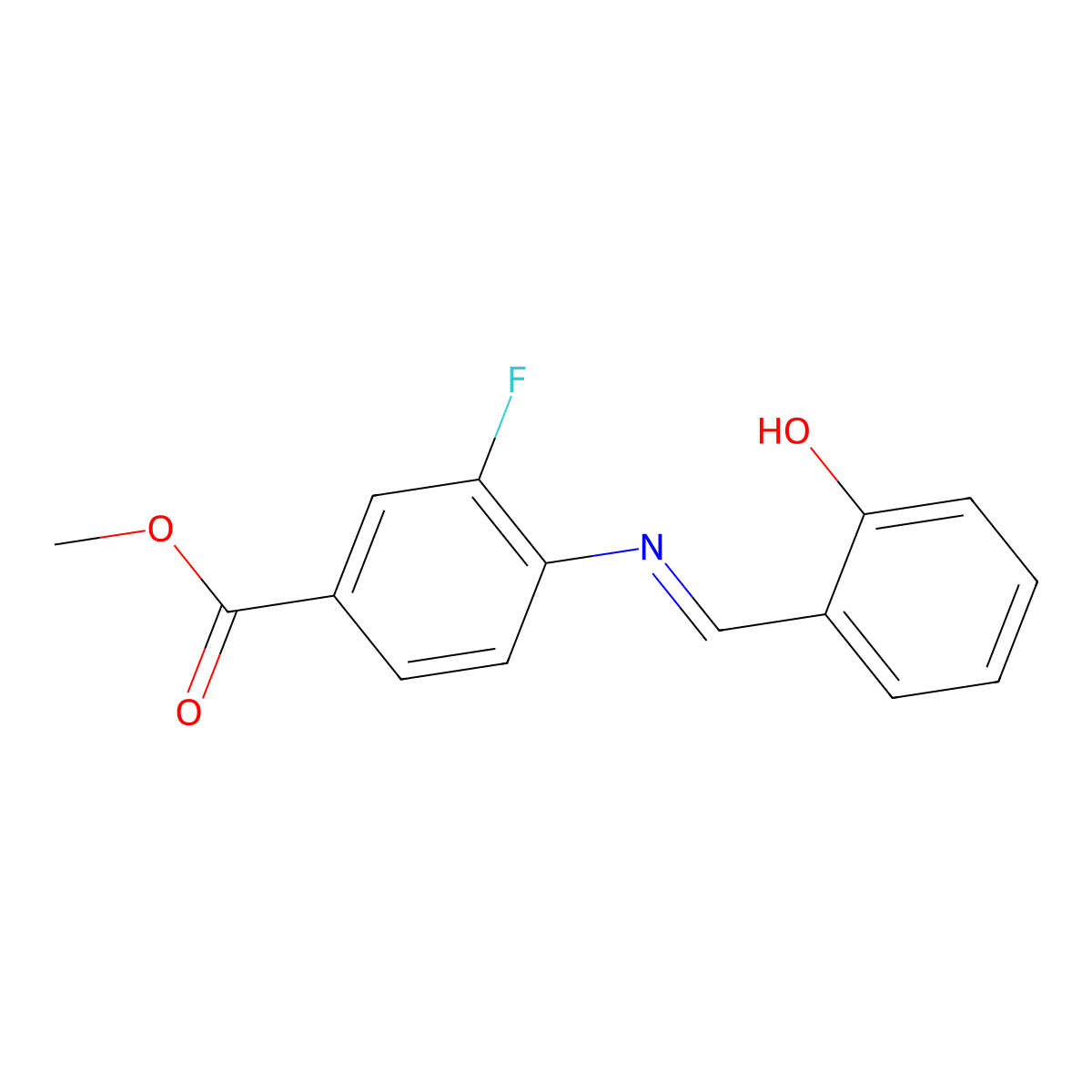 Methyl 3-fluoro-4-{[(2-hydroxyphenyl)methylidene]-amino}benzoate molecular structure, CAS 1296225-22-3